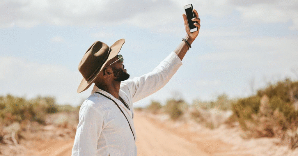South African content creator filming a social media video outdoors