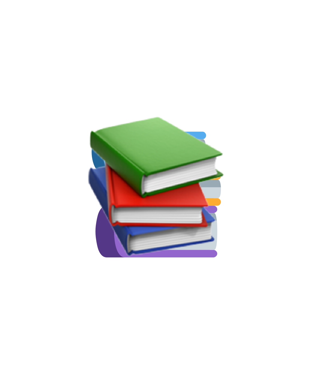 Stack of three colorful books in green, red, and blue.