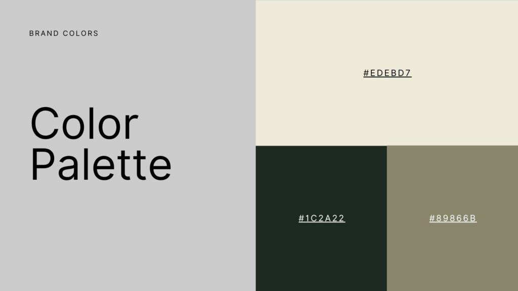 KOO rebrand colour palette featuring cream, deep green, and muted olive tones for premium food packaging design